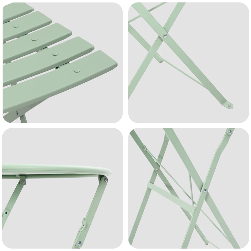 Set Bistro Pieghevole 3 pcs Menta Chiara Acciaio - homemem39