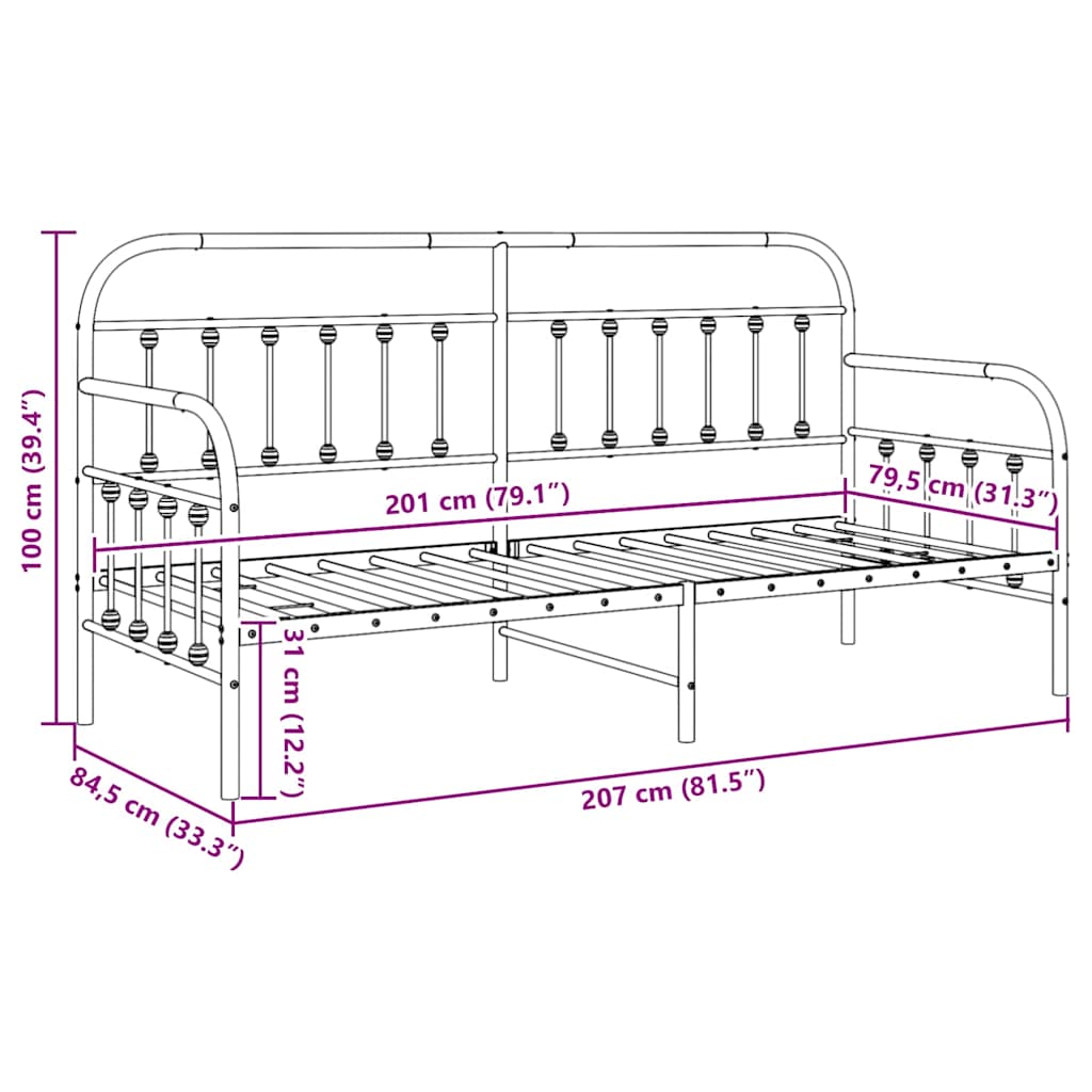 Struttura per letto di giorno Bianco 80 x 200 cm | homemem39