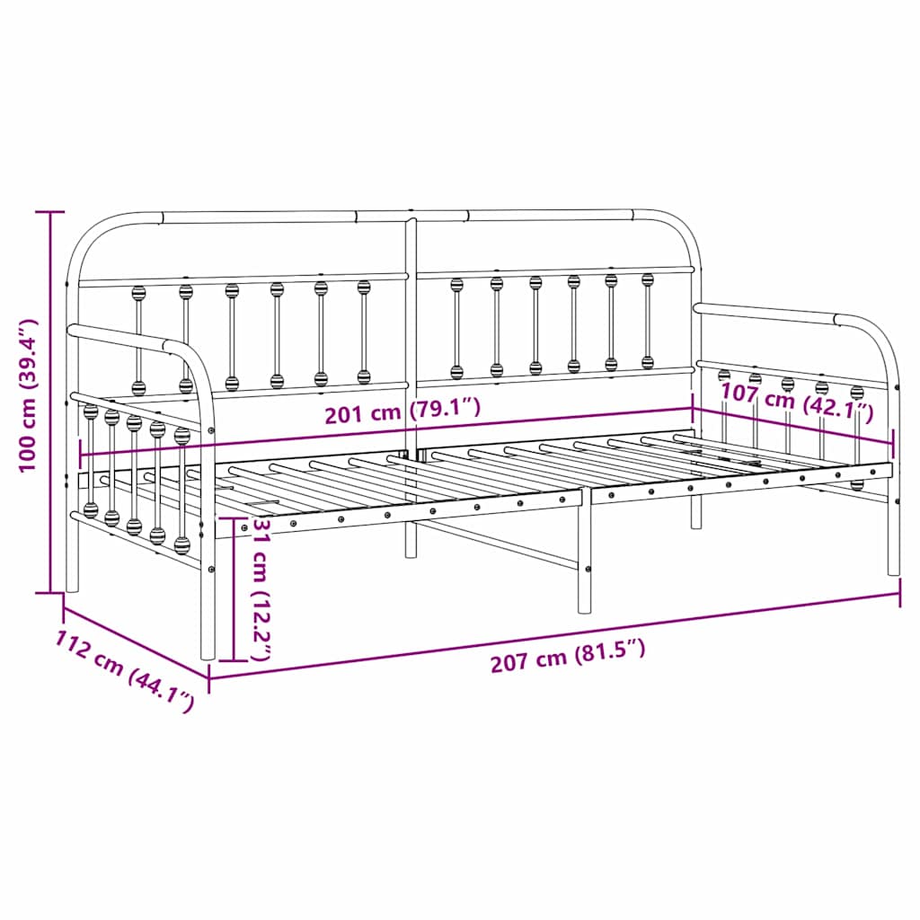 Struttura per letto di giorno Bianco 107 x 203 cm | homemem39
