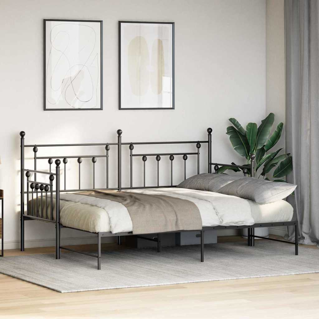 Struttura per letto di giorno Nero 80 x 200 cm Acciaio | homemem39