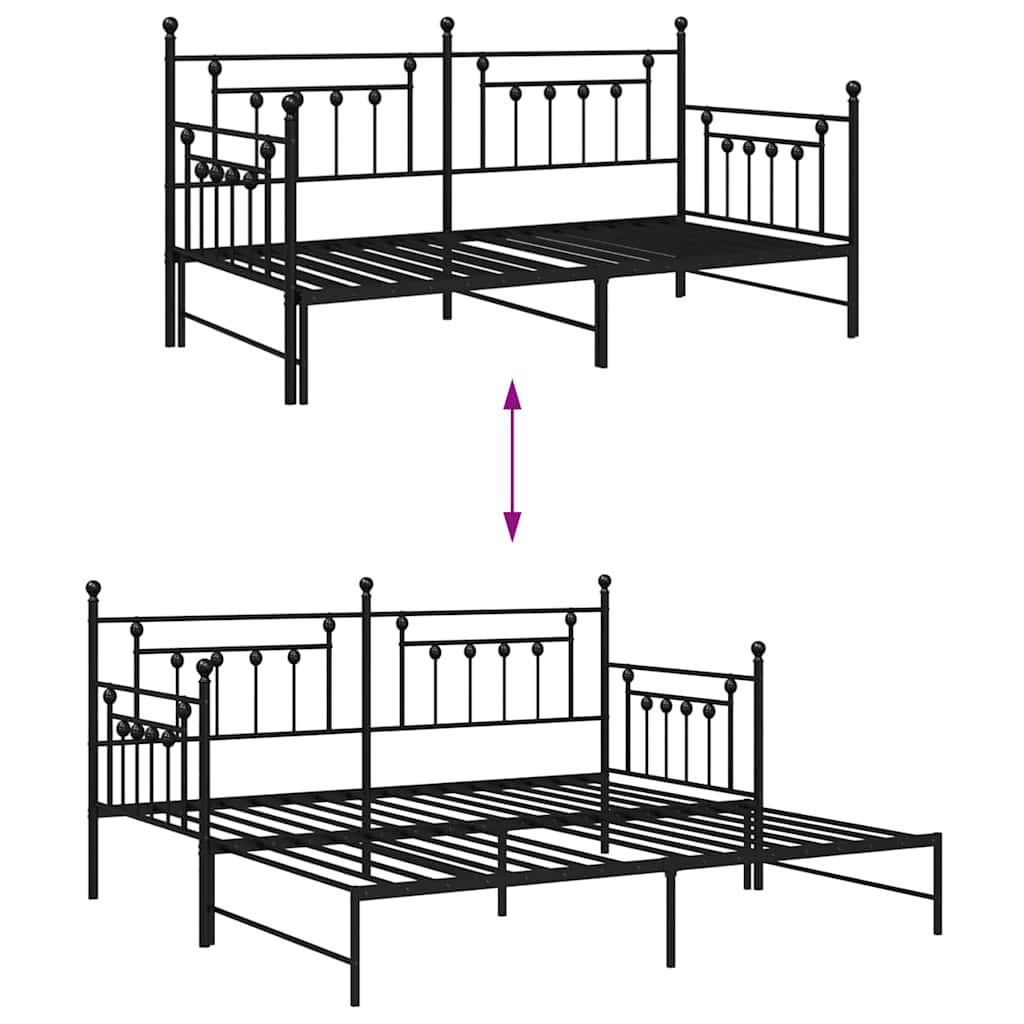 Struttura per letto di giorno Nero 90 x 190 cm Acciaio | homemem39