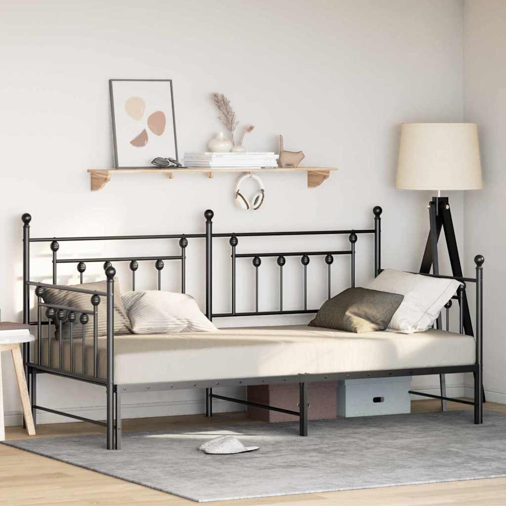 Struttura per letto di giorno Nero 90 x 200 cm Acciaio | homemem39
