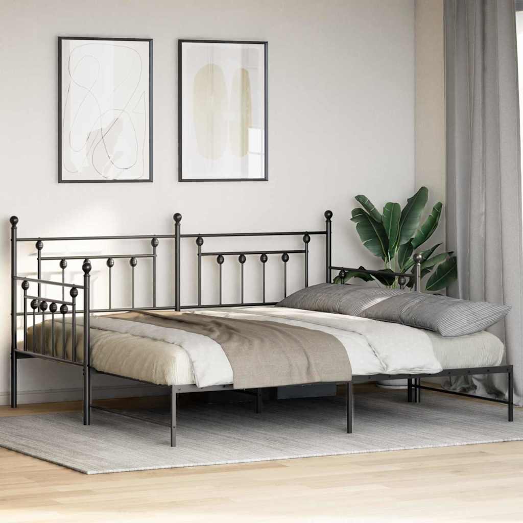 Struttura per letto di giorno Nero 90 x 200 cm Acciaio | homemem39