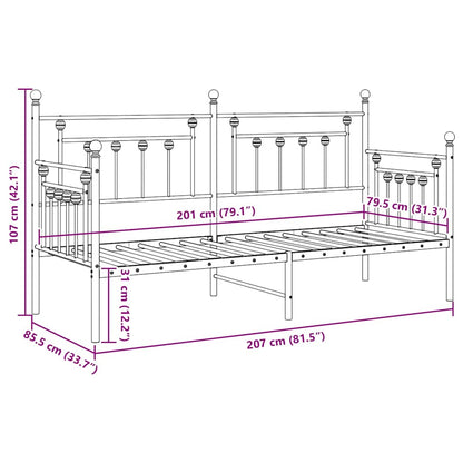 Struttura per letto di giorno Bianco 80 x 200 cm Acciaio | homemem39