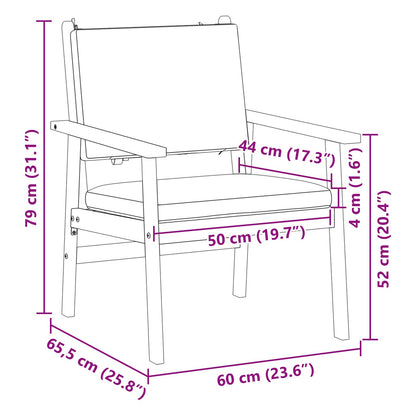 Sedia da Giardino 2 pcs Bianco Crema Legno di Acacia Massello