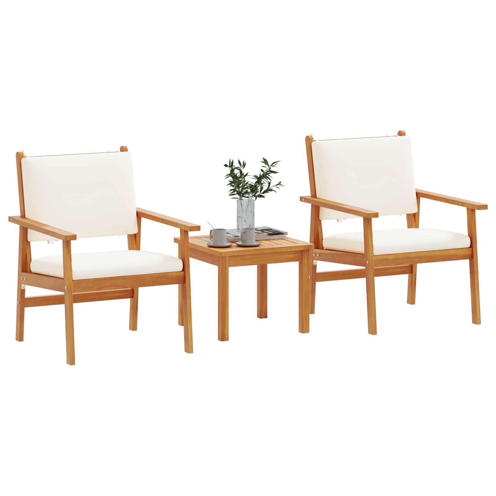 Set Divano da Giardino 3 pcs Bianco Crema | homemem39