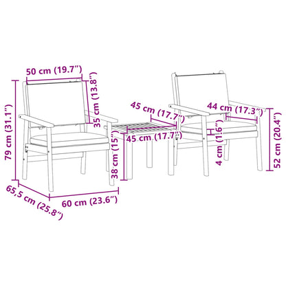 Set Divano da Giardino 3 pcs Bianco Crema | homemem39