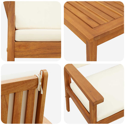 Set Divano da Giardino con cuscino 2 pcs Bianco Crema | homemem39