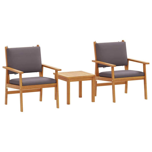 Set Divano da Giardino 3 pcs Antracite Legno di Acacia Massello