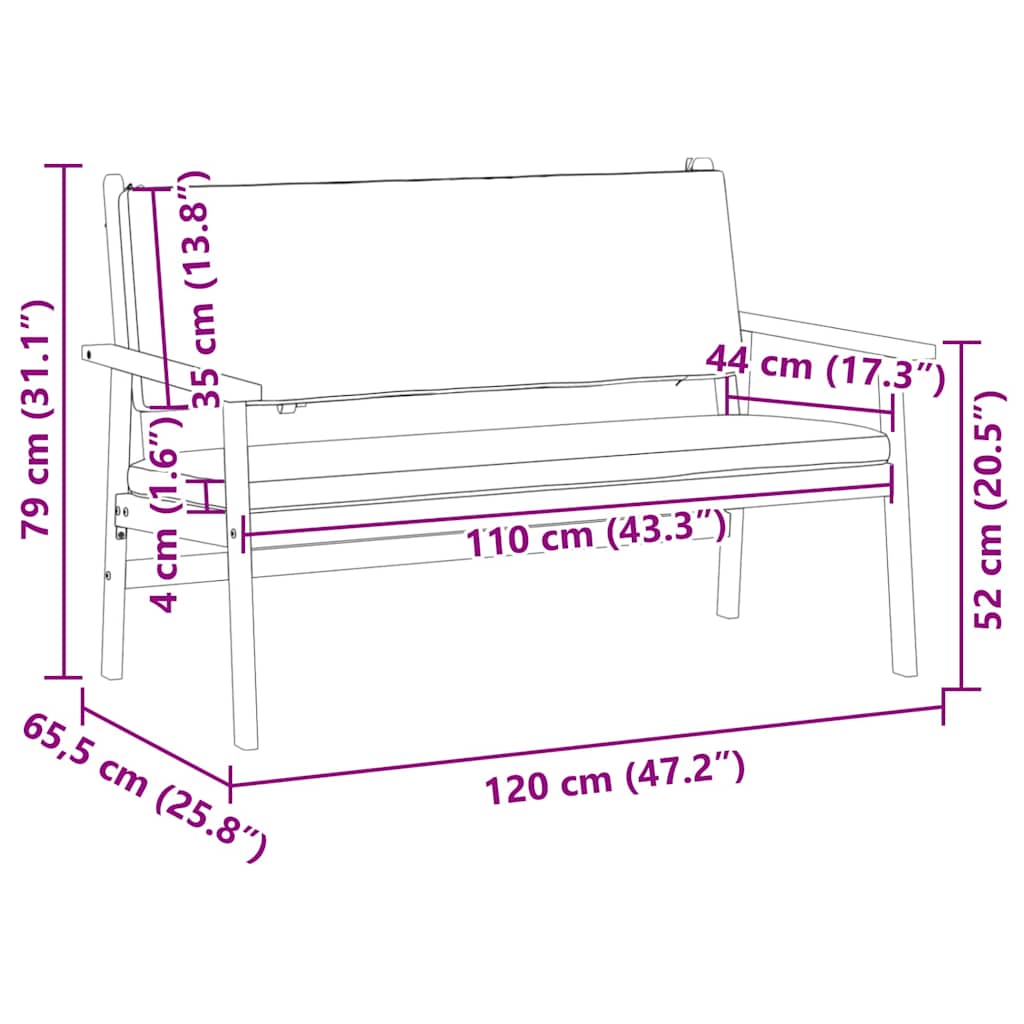Panchina da giardino Antracite Legno di Acacia Massello