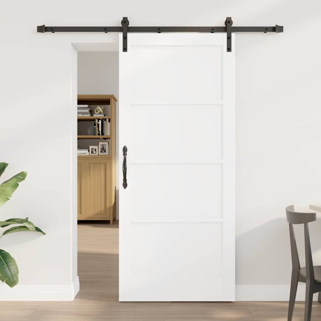 Porta scorrevole Bianco e Nero 86 x 198,5 cm Pino massello