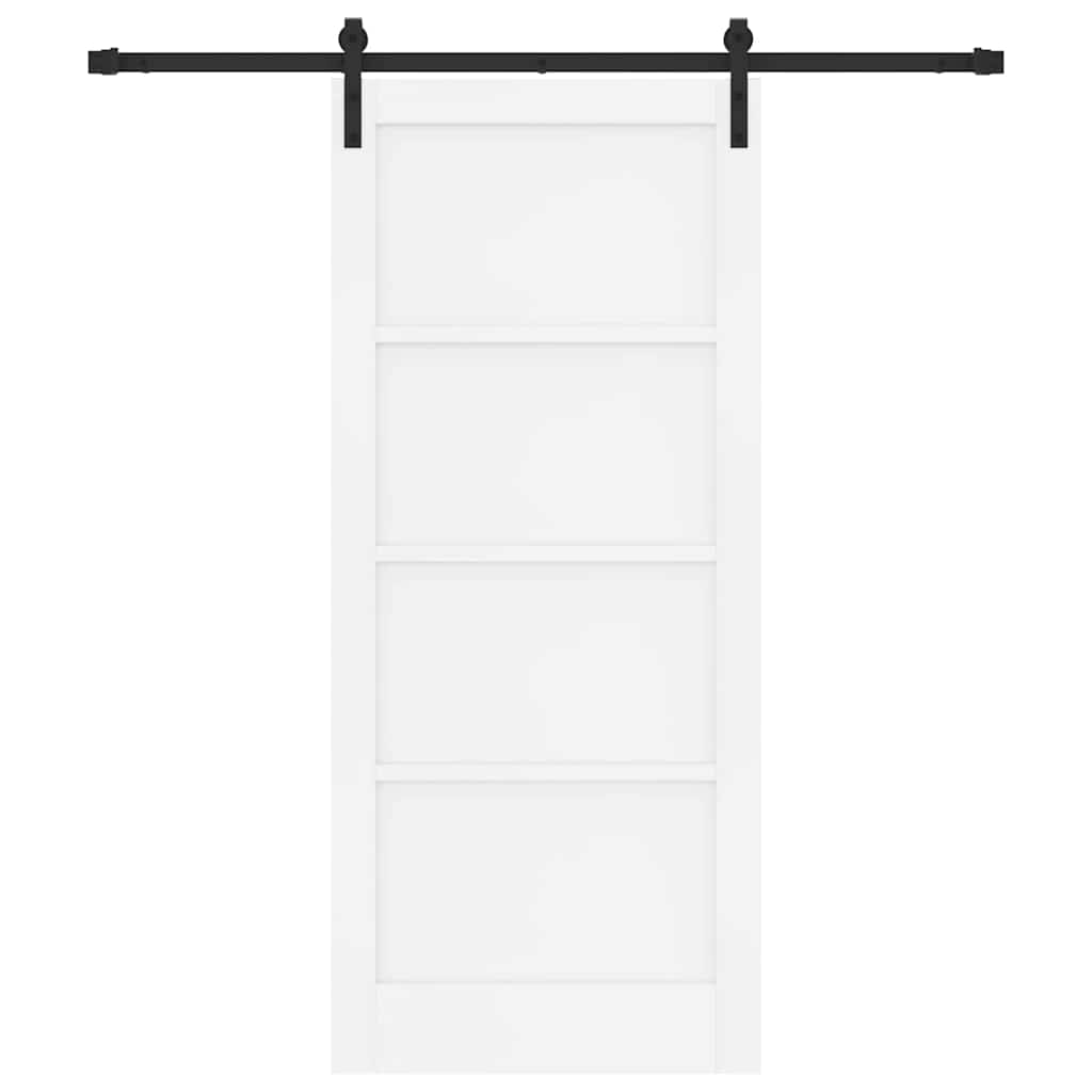 Porta scorrevole Bianco e Nero 86 x 198,5 cm Pino massello
