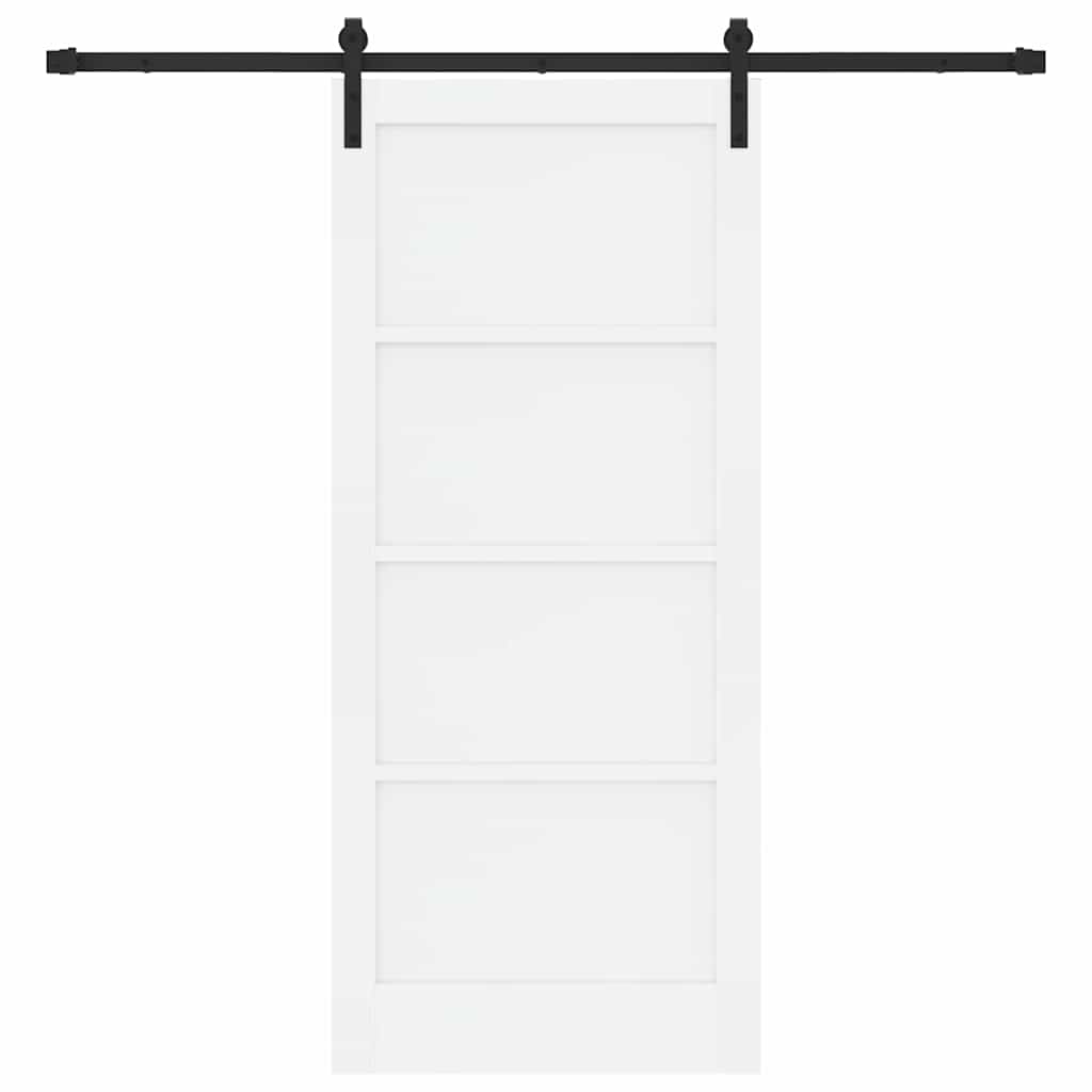 Porta scorrevole Bianco e Nero 86 x 198,5 cm Pino massello