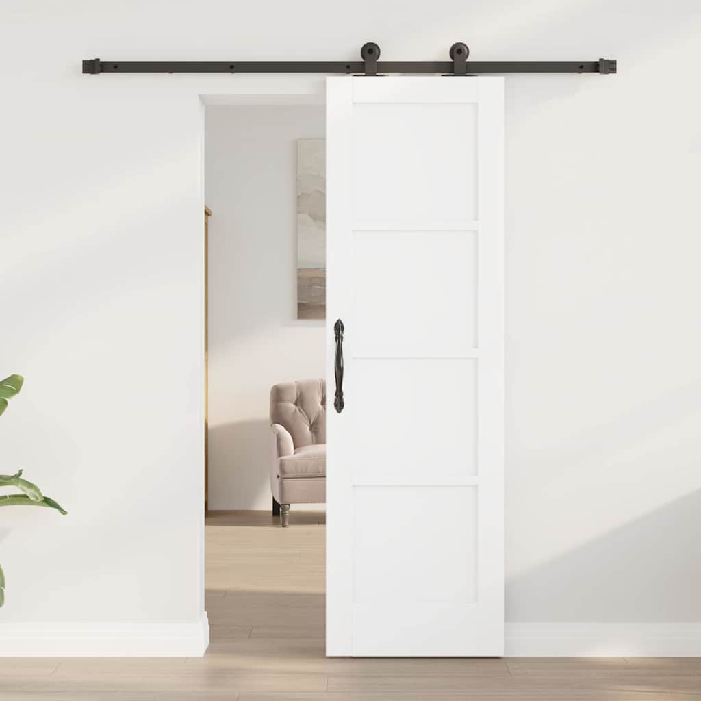 Porta scorrevole Bianco e Nero 61 x 198,5 cm Pino massello