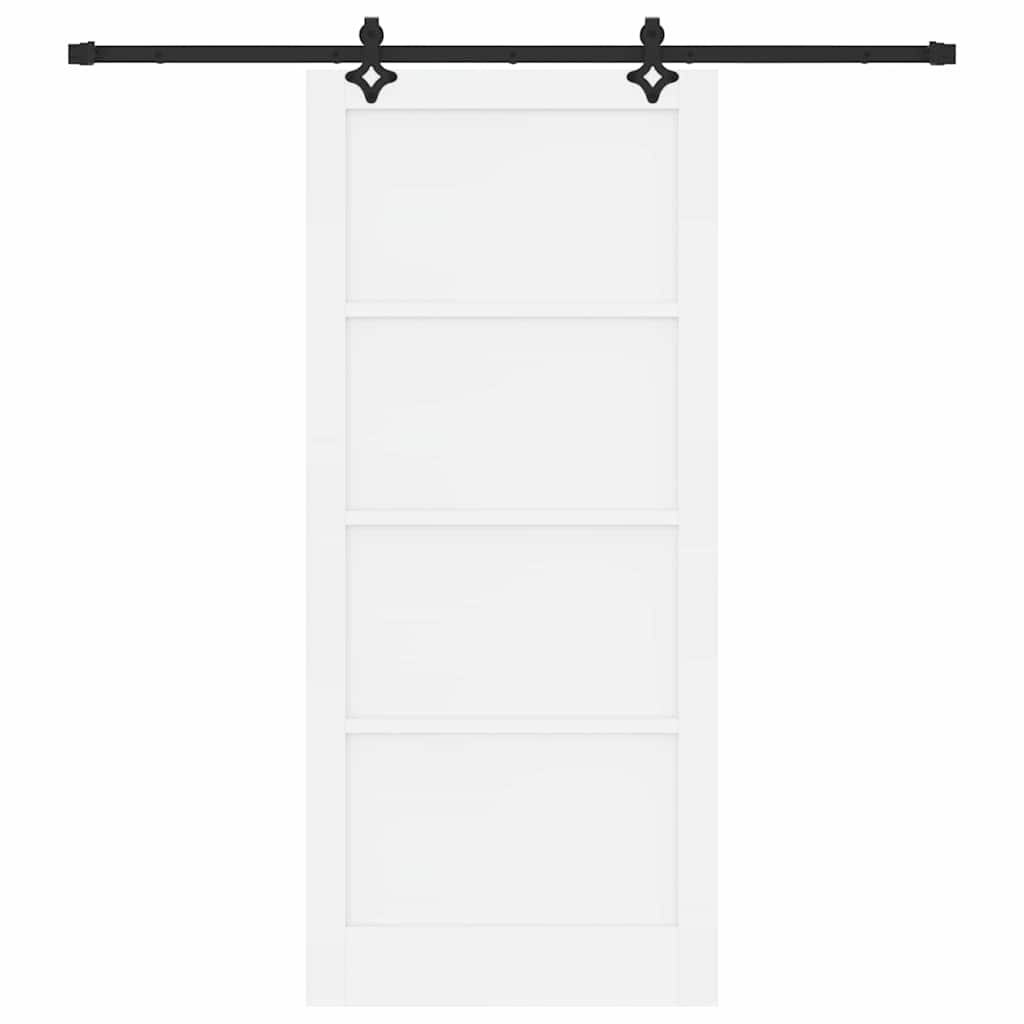 Porta scorrevole Bianco e Nero 93 x 211 cm Pino massello