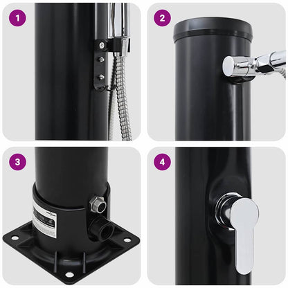 Doccia Solare da Esterno Nero 217 cm PVC e alluminio - homemem39