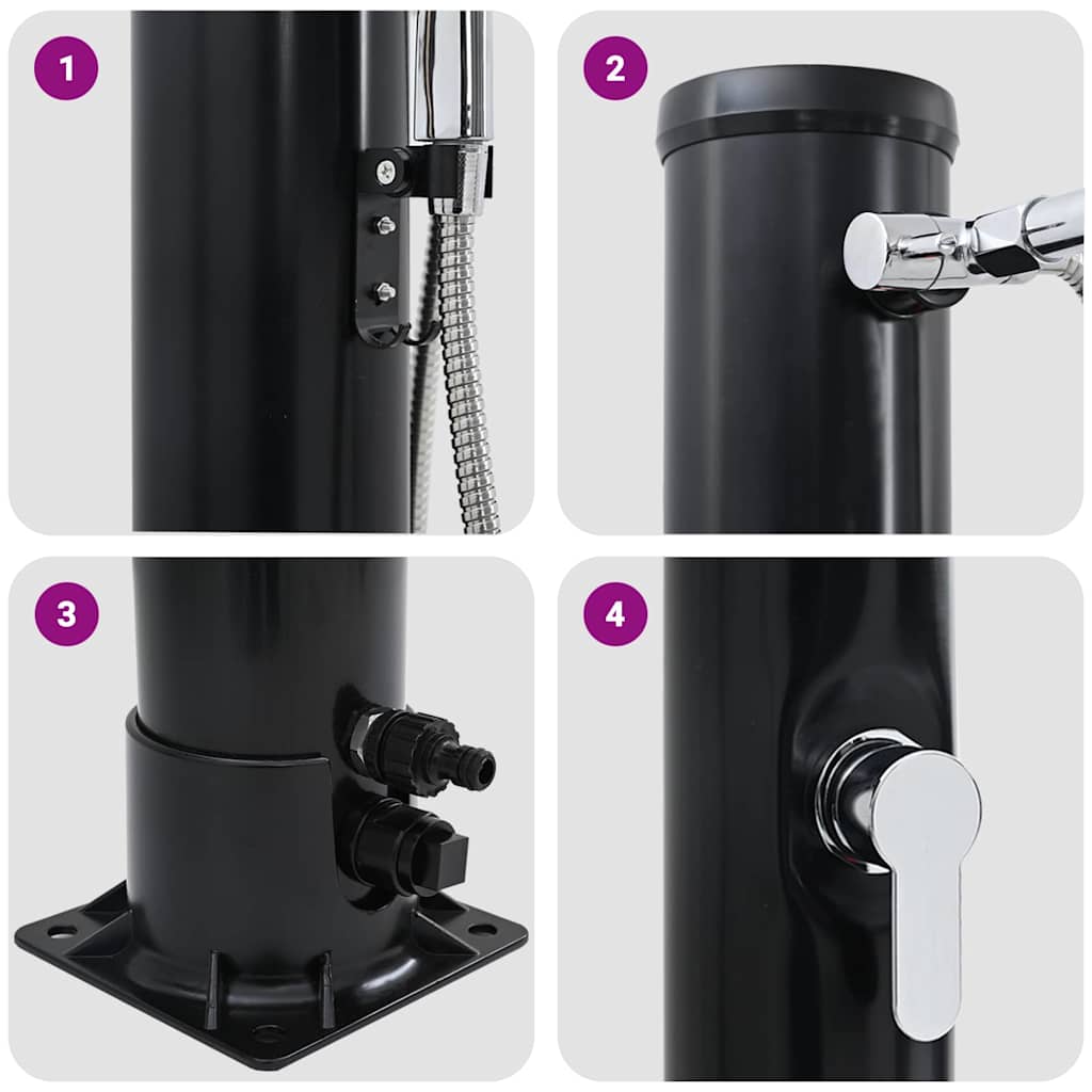 Doccia Solare da Esterno Nero 217 cm PVC e alluminio - homemem39