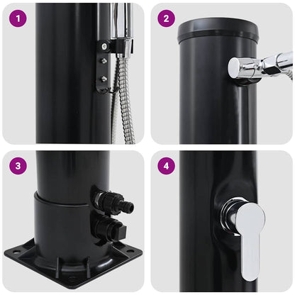 Doccia Solare da Esterno Nero 217 cm PVC e alluminio - homemem39