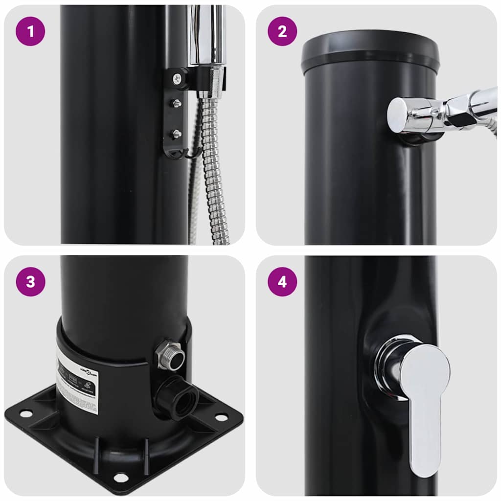 Doccia Solare da Esterno Nero 217 cm PVC e alluminio - homemem39