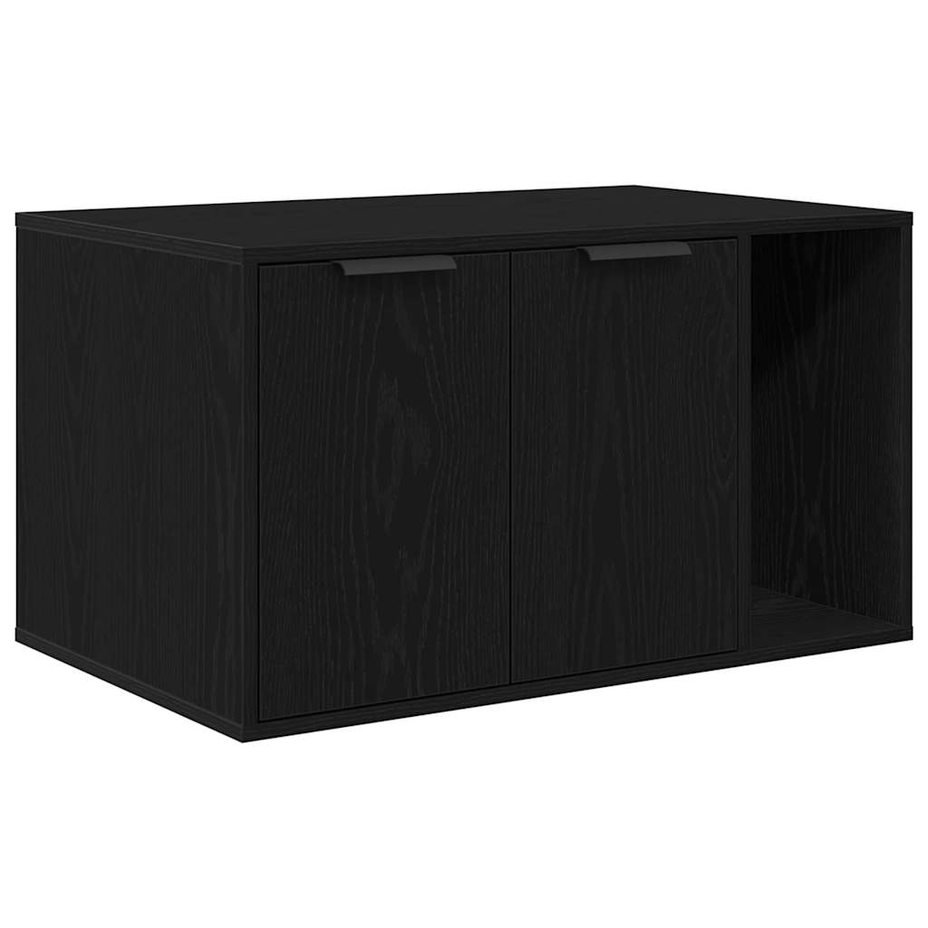 Lettiera per gatti in rovere nero 80x50x45 cm in legno ingegnerizzato | homemem39