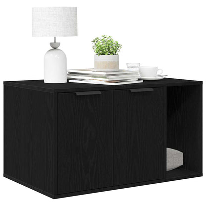 Lettiera per gatti in rovere nero 80x50x45 cm in legno ingegnerizzato