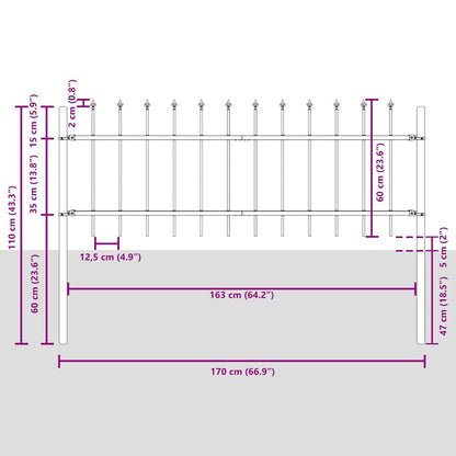 Recinzione per Giardino 2 pcs Grigio 3,4 x 0,6 m