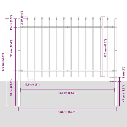 Recinzione per Giardino 2 pcs Grigio 3,4 x 1,2 m | homemem39