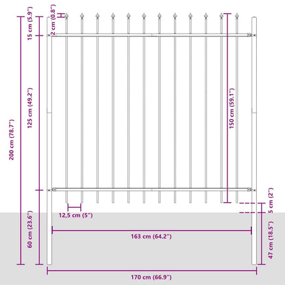 Recinzione per Giardino 2 pcs Grigio 3,4 x 1,5 m | homemem39