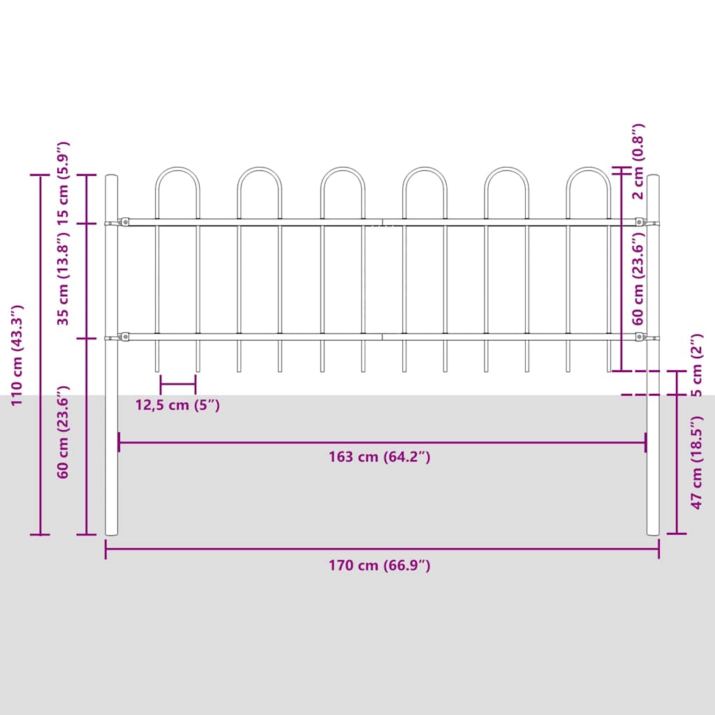 Recinzione per Giardino 4 pcs Grigio 6,8 x 0,6 m | homemem39