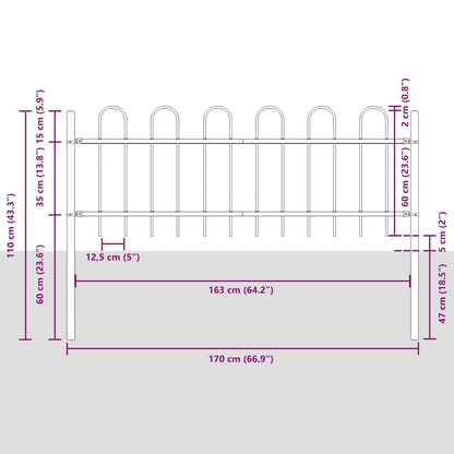 Recinzione per Giardino 4 pcs Grigio 6,8 x 0,6 m | homemem39