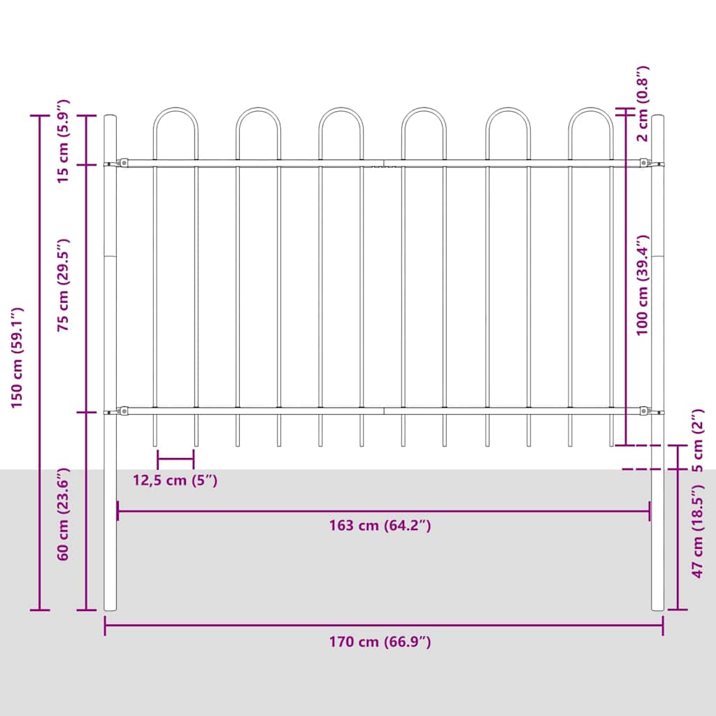 Recinzione per Giardino 4 pcs Grigio 6,8 x 1 m | homemem39