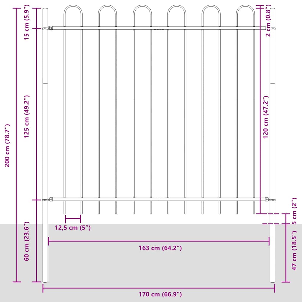 Recinzione per Giardino 6 pcs Grigio 10,2 x 1,5 m | homemem39