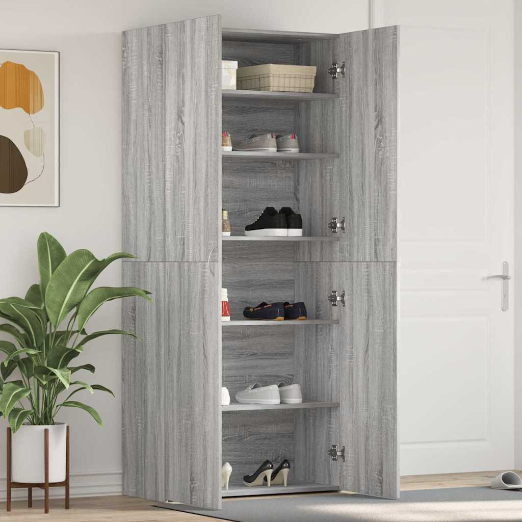 Mobile per scarpe Grigio 80 x 35.5 x 180 cm Legno multistrato