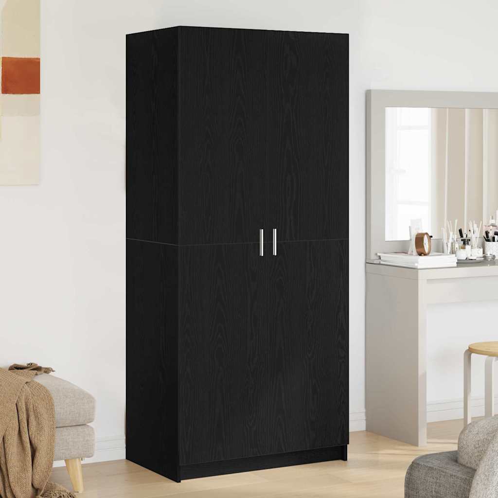 Guardaroba con porta Nero 80 x 51 x 180 cm Legno multistrato - homemem39