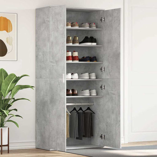 Mobile per scarpe con porta Grigio cemento 80 x 39 x 178 cm