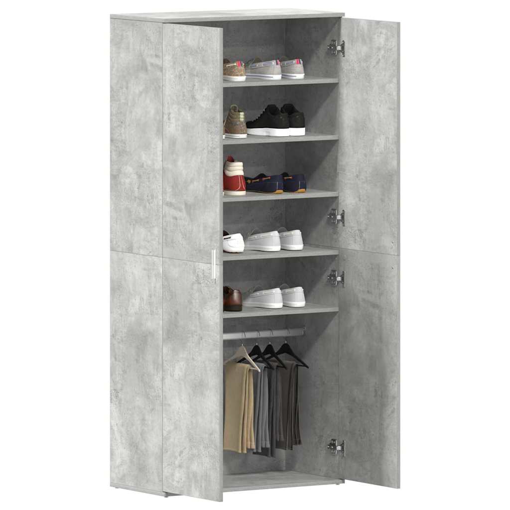 Mobile per scarpe con porta Grigio cemento 80 x 39 x 178 cm