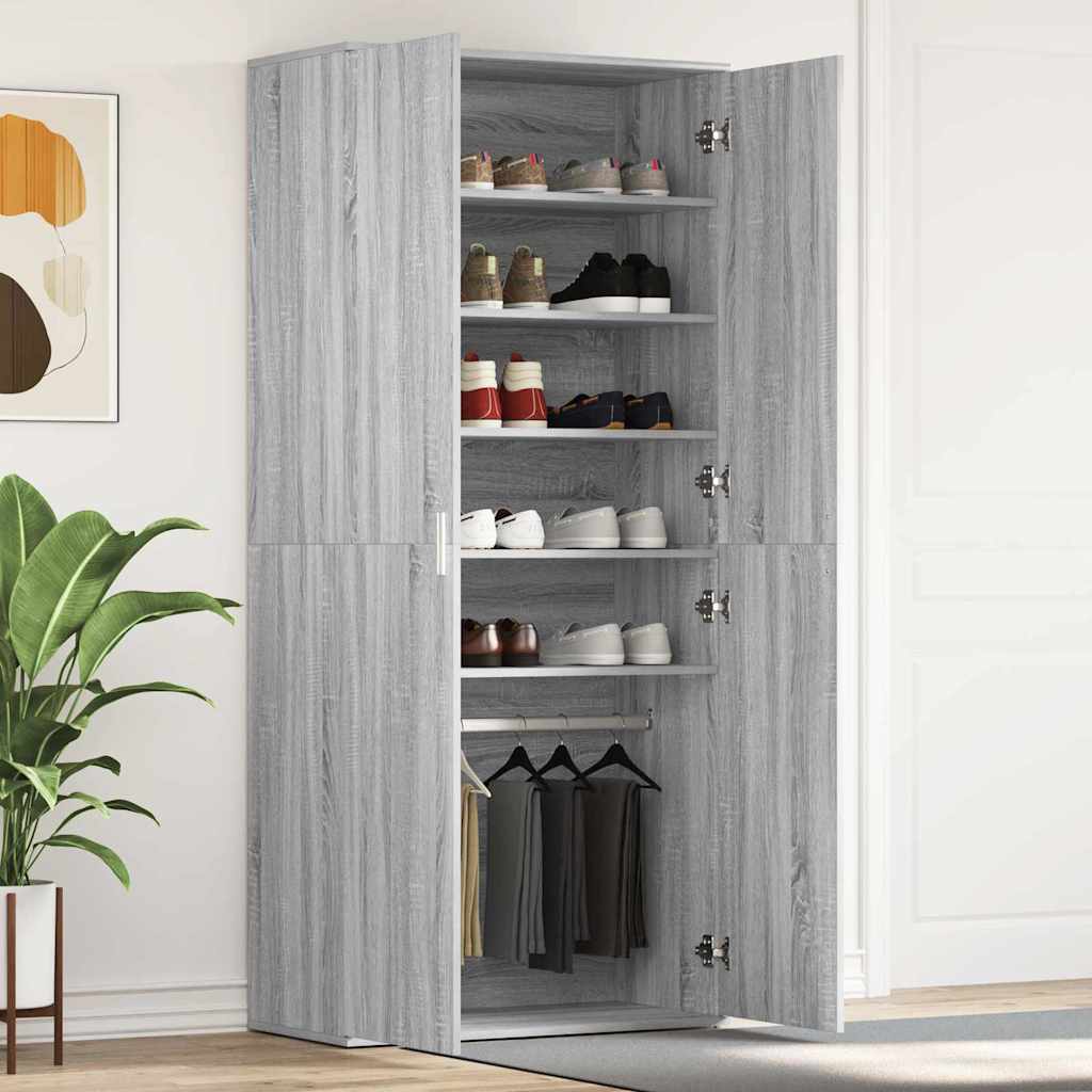Mobile per scarpe con porta Grigio Sonoma 80 x 39 x 178 cm