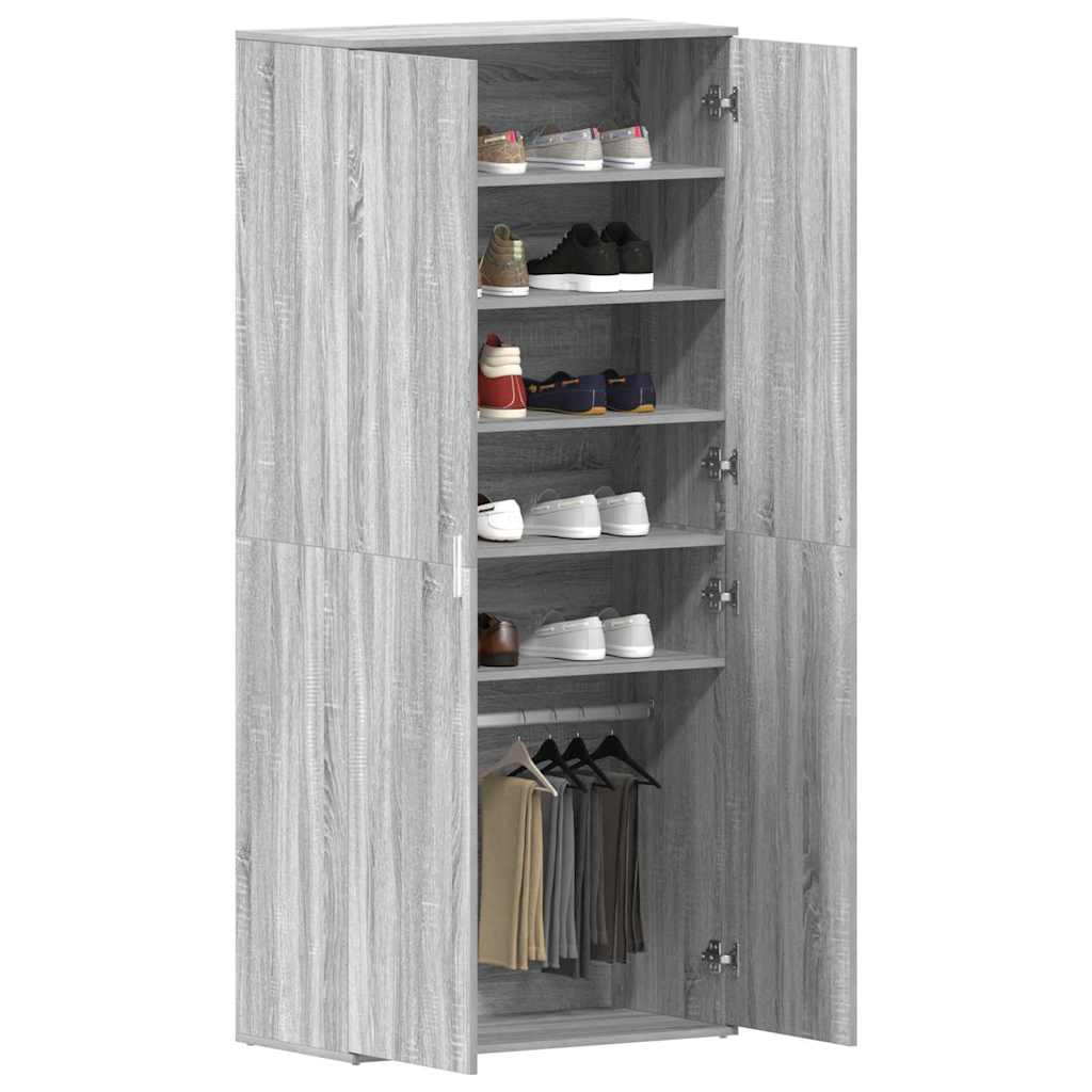 Mobile per scarpe con porta Grigio Sonoma 80 x 39 x 178 cm