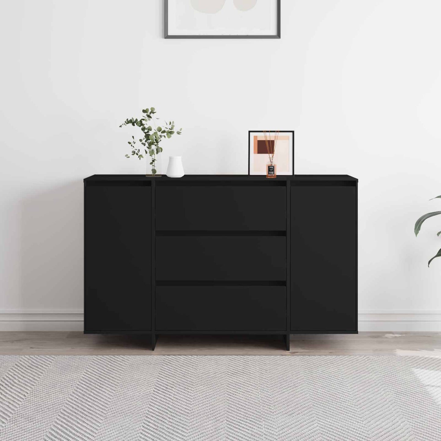 Credenza con cassetto Nero 120 x 41 x 75 cm Legno multistrato