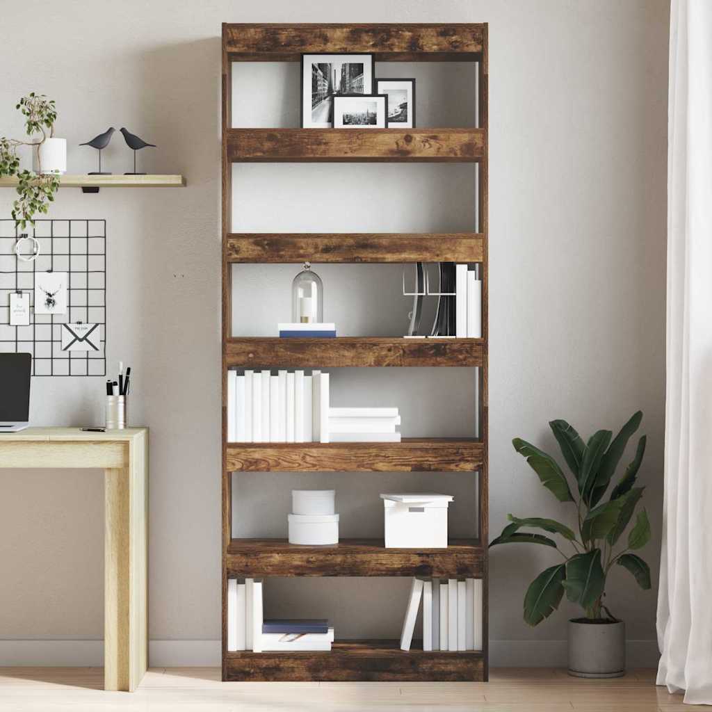 Armadio per Libri con lo scaffale Rovere fumé 80 x 30 x 198 cm | homemem39