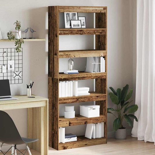 Armadio per Libri 6 livelli 80 x 30 x 198 cm Legno vecchio | homemem39