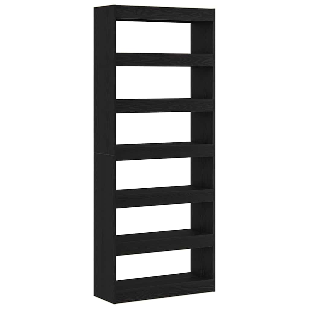 Armadio per Libri con lo scaffale Rovere Nero 80 x 30 x 198 cm | homemem39