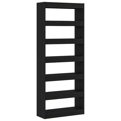 Armadio per Libri con lo scaffale Rovere Nero 80 x 30 x 198 cm | homemem39