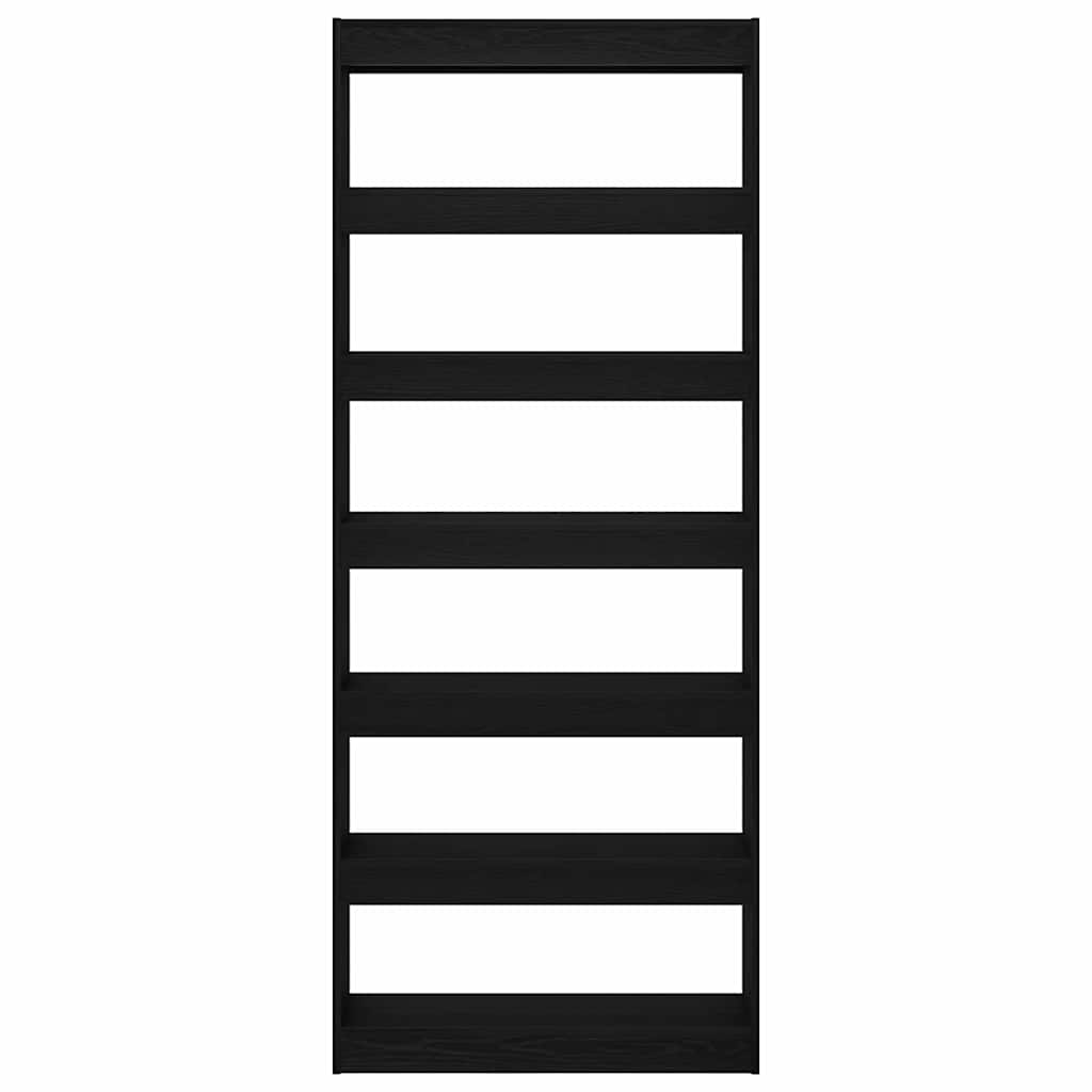 Armadio per Libri con lo scaffale Rovere Nero 80 x 30 x 198 cm | homemem39