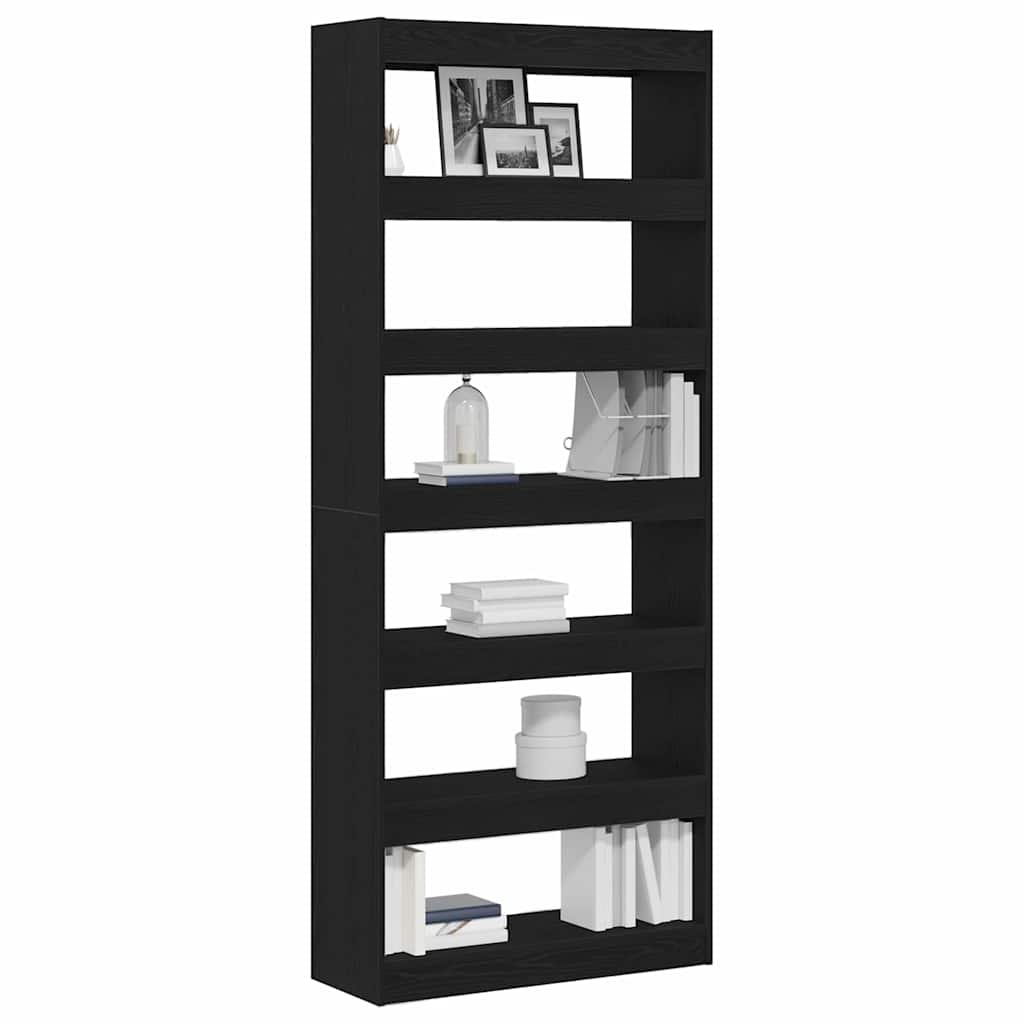 Armadio per Libri con lo scaffale Rovere Nero 80 x 30 x 198 cm | homemem39