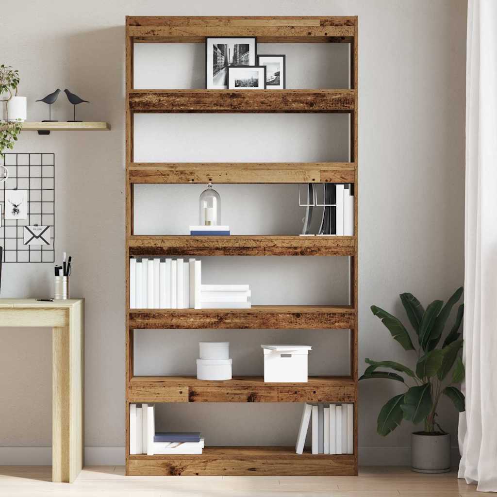Armadio per Libri 6 livelli 100 x 30 x 198 cm Legno di Rifiuto | homemem39
