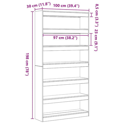Armadio per Libri 6 livelli 100 x 30 x 198 cm Legno di Rifiuto | homemem39