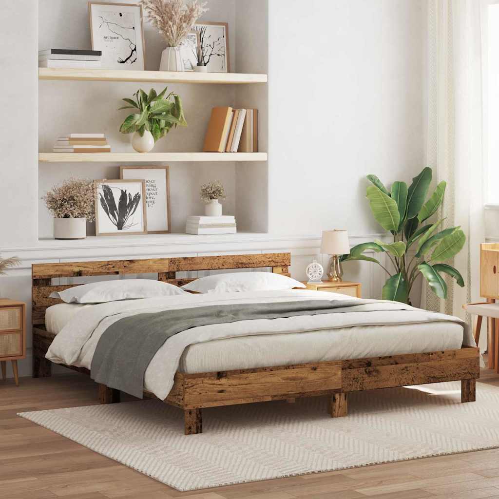Struttura del letto con led Legno vecchio 200 x 200 cm | homemem39