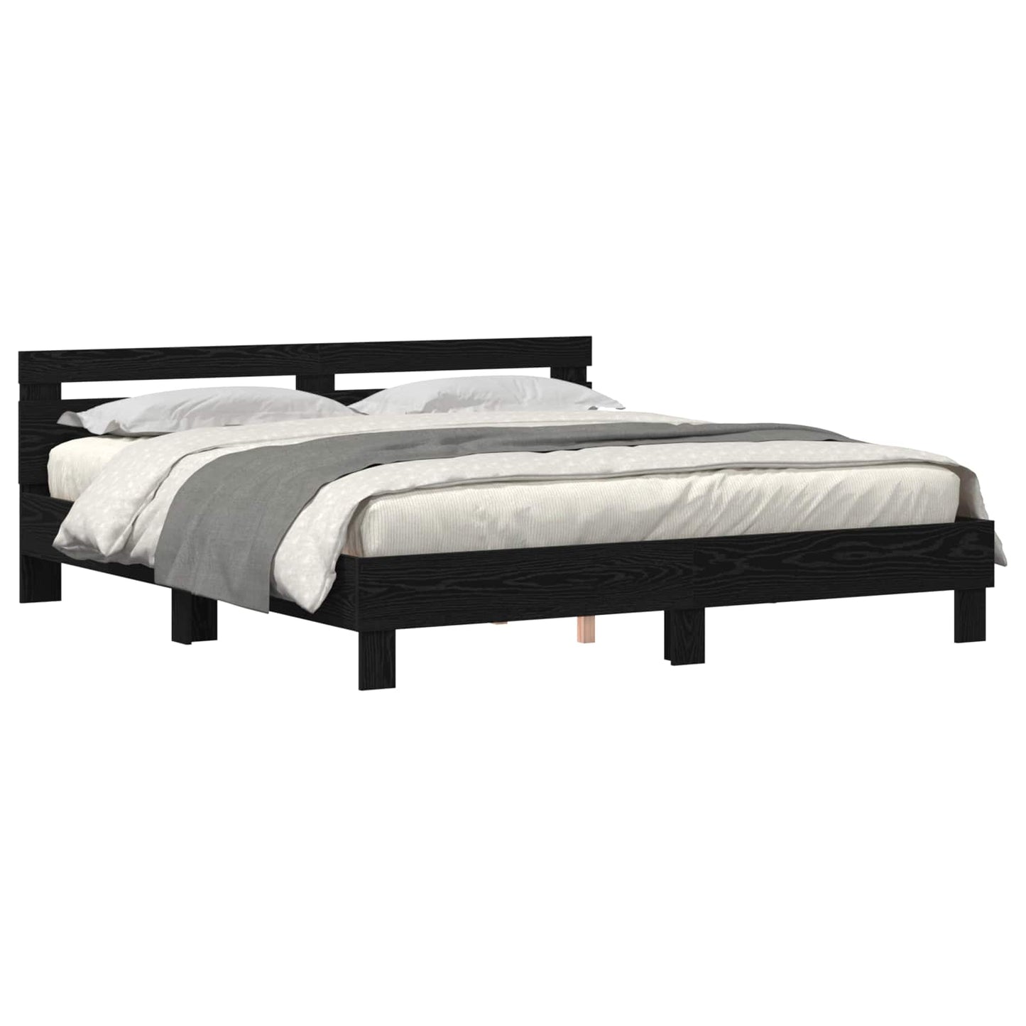 Struttura del letto Rovere Nero 200 x 200 cm Legno multistrato | homemem39