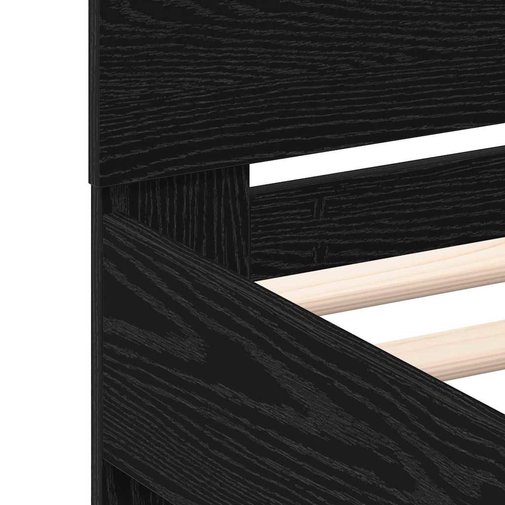 Struttura del letto con strisce LED Rovere Nero 180 x 200 cm | homemem39